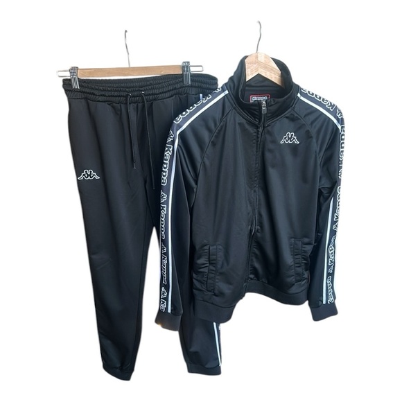 Vintage Y2K Kappa Black Track Suit 2 Pc. Jacket & Jogger Pants Women’s M Hip Hop - Picture 1 of 17